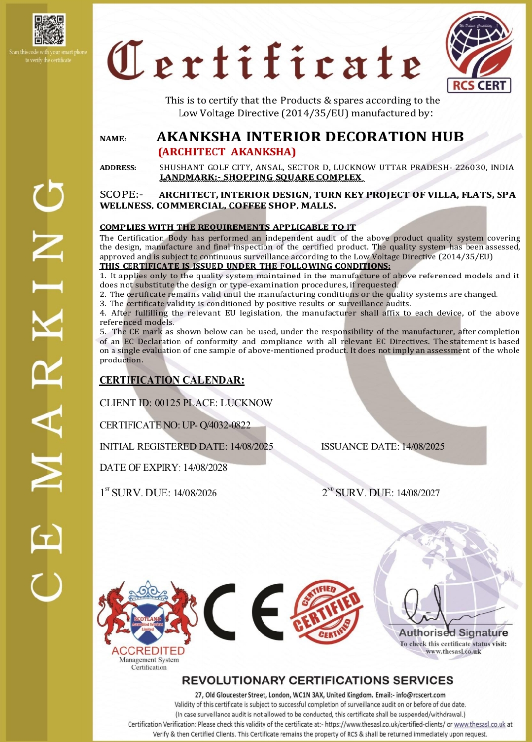 CE Certificate Low Voltage Directive