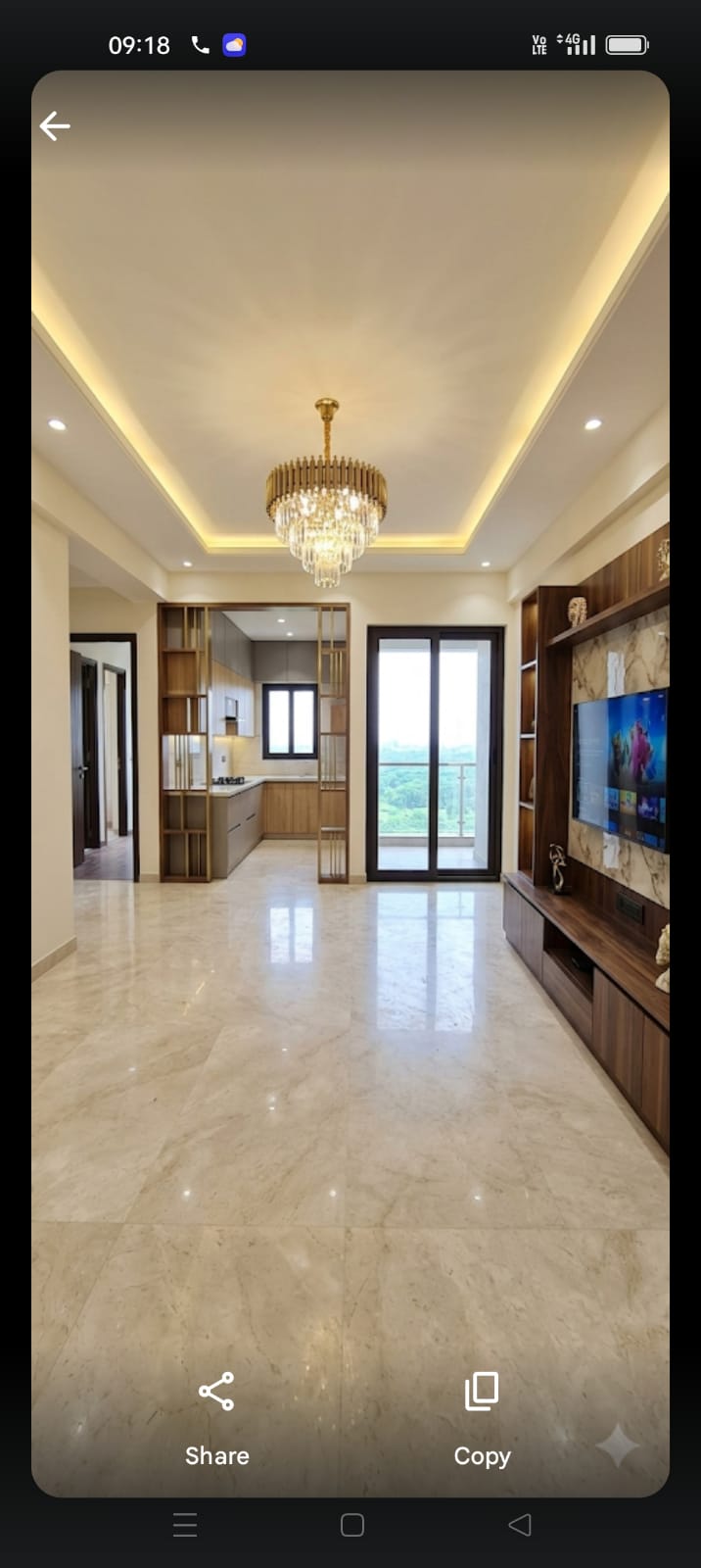 Luxury Living Room with Chandelier