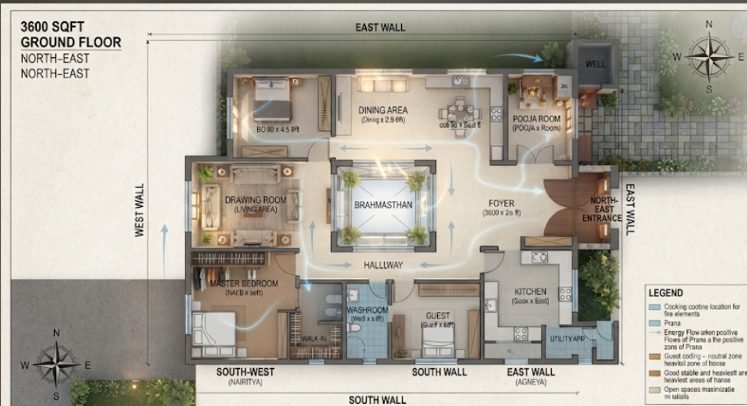Vastu 3600 SQFT Ground Floor Plan